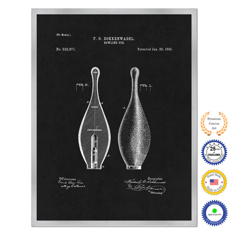 1895 Bowling Pin Old Patent Art Print on Canvas Custom Framed Vintage Home Decor Wall Decoration Great for Gifts