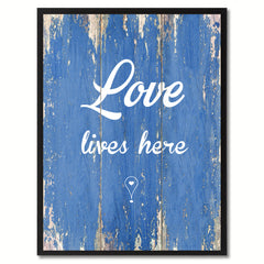 Love lives here Funny Quote Saying Gift Ideas Home Décor Wall Art