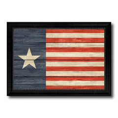 Texas Navy Texan Revolution 1838-1846 Naval Jack Military Flag Texture Canvas Print with Black Picture Frame Gift Ideas Home Decor Wall Art