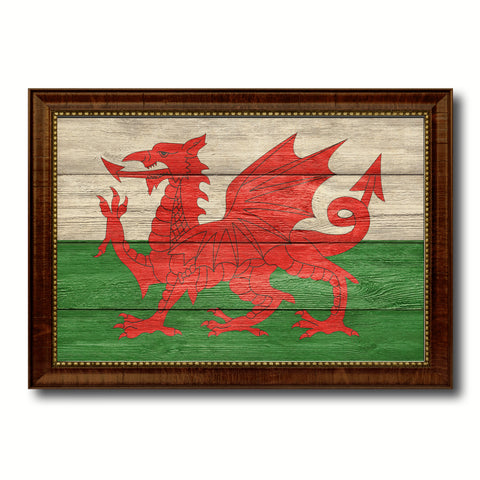 Wales Country Flag Texture Canvas Print with Brown Custom Picture Frame Home Decor Gift Ideas Wall Art Decoration