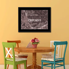 Chicago Illinois Vintage Vivid Sepia Map Canvas Print, Picture Frames Home Decor Wall Art Decoration Gifts
