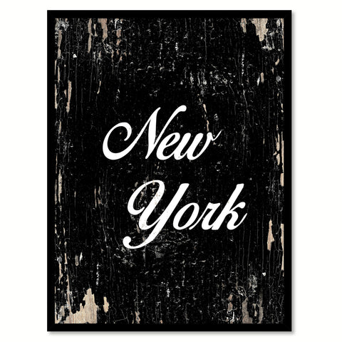 New York City Vintage Sign Black Framed Canvas Print Home Decor Wall Art Collectible Decoration Artwork Gifts