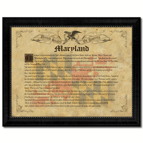 Maryland Vintage History Flag Canvas Print, Picture Frame Gift Ideas Home Décor Wall Art Decoration