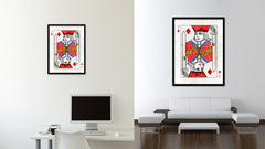 Jack Diamond Poker Decks of Vintage Cards Print on Canvas Black Custom Framed