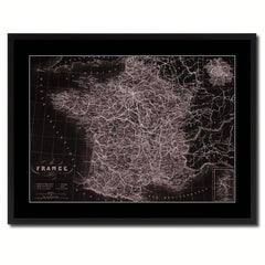 France Paris Vintage Vivid Sepia Map Canvas Print, Picture Frames Home Decor Wall Art Decoration Gifts