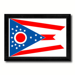 Ohio State Flag Canvas Print with Custom Black Picture Frame Home Decor Wall Art Decoration Gifts