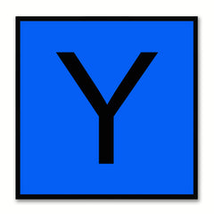 Alphabet Y Blue Canvas Print Black Frame Kids Bedroom Wall Décor Home Art