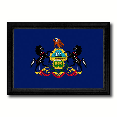 Pennsylvania State Flag Canvas Print with Custom Black Picture Frame Home Decor Wall Art Decoration Gifts