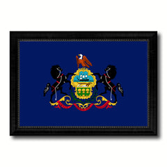 Pennsylvania State Flag Canvas Print with Custom Black Picture Frame Home Decor Wall Art Decoration Gifts