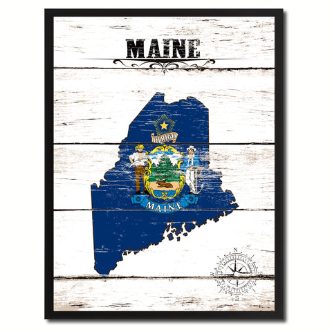 Maine State Flag Gifts Home Decor Wall Art Canvas Print Picture Frames