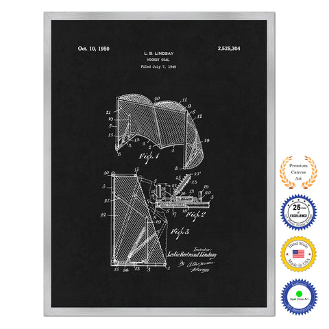 1950 Hockey Goal Old Patent Art Print on Canvas Custom Framed Vintage Home Decor Wall Decoration Great for Gifts