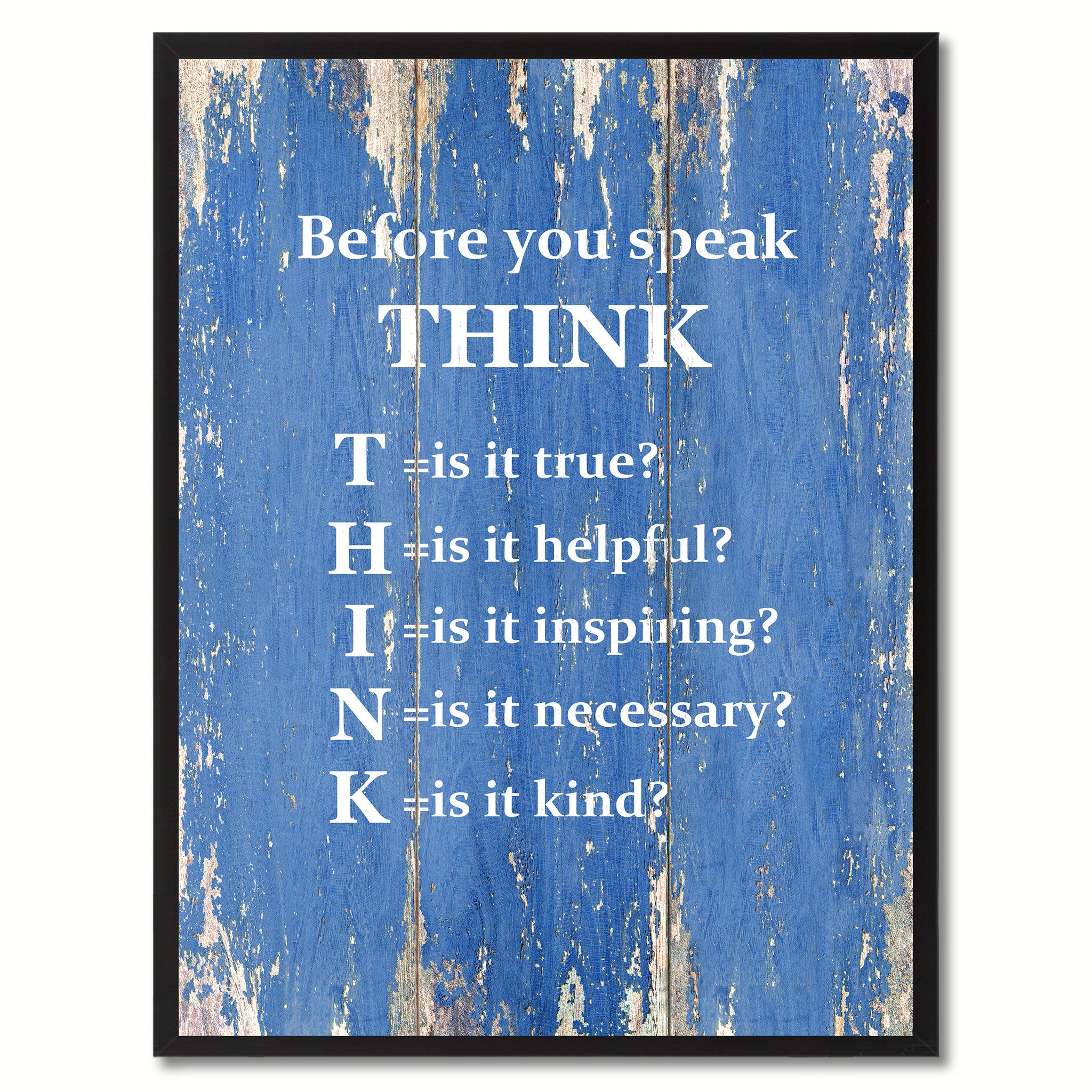Before You Speak Think Saying Canvas Print, Black Picture Frame Home Decor Wall Art Gifts