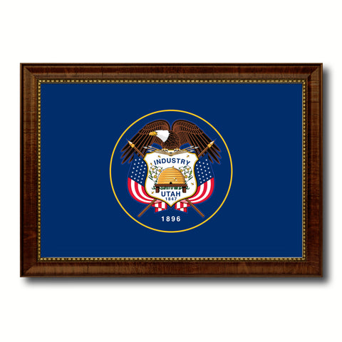 Utah State Flag Vintage Canvas Print with Black Picture Frame Home DecorWall Art Collectible Decoration Artwork Gifts