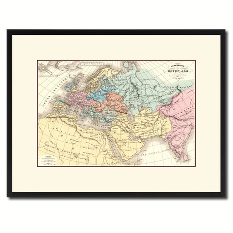 Europe In The Middle Ages Crusades Vintage Antique Map Wall Art Home Decor Gift Ideas Canvas Print Custom Picture Frame