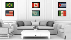 Seattle City Washington State Texture Flag Canvas Print Black Picture Frame