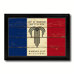 Kansas City Missouri State Vintage Flag Canvas Print Black Picture Frame