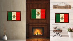 Mexico Country Flag Vintage Canvas Print with Brown Picture Frame Home Decor Gifts Wall Art Decoration Artwork