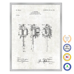 1904 Electric Tattooing Device Old Patent Art Print on Canvas Custom Framed Vintage Home Decor Wall Decoration Great for Gifts