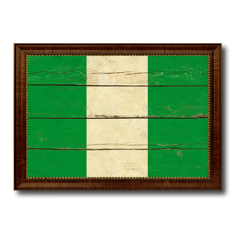 Nigeria Country Flag Vintage Canvas Print with Brown Picture Frame Home Decor Gifts Wall Art Decoration Artwork