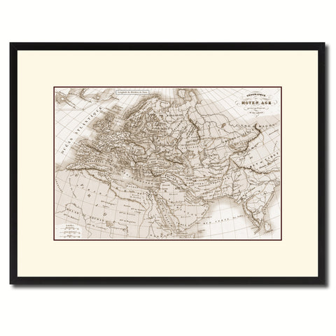 Europe In The Middle Ages Crusades Vintage Sepia Map Canvas Print, Picture Frame Gifts Home Decor Wall Art Decoration