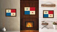 Panama Country Flag Vintage Canvas Print with Brown Picture Frame Home Decor Gifts Wall Art Decoration Artwork