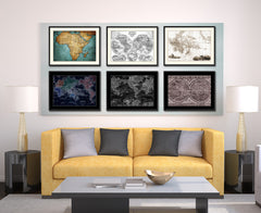 Oceania Australia New Zealand Vintage Sepia Map Canvas Print, Picture Frame Gifts Home Decor Wall Art Decoration