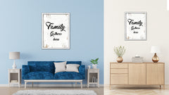 Family Gathers Here Vintage Saying Gifts Home Decor Wall Art Canvas Print with Custom Picture Frame