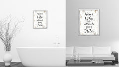 Your vibe attracts your tribe Inspirational Quote Saying Framed Canvas Print Gift Ideas Home Decor Wall Art, White Wash