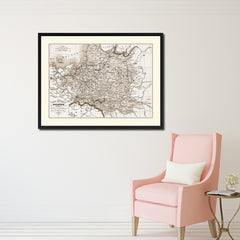 Poland Prussia Germany Vintage Sepia Map Canvas Print, Picture Frame Gifts Home Decor Wall Art Decoration