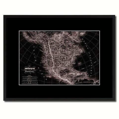 North America Canada Mexico Vintage Vivid Sepia Map Canvas Print, Picture Frames Home Decor Wall Art Decoration Gifts