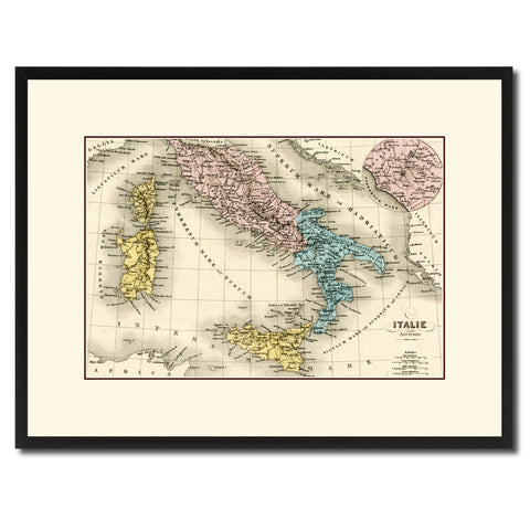 Italy Rome Vintage Antique Map Wall Art Home Decor Gift Ideas Canvas Print Custom Picture Frame