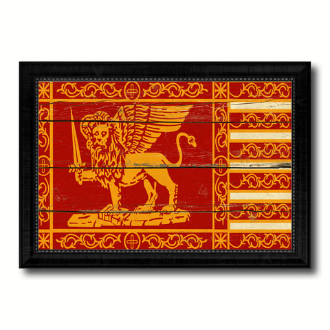 Republic of Venice City Italy Country Vintage Flag Canvas Print Black Picture Frame