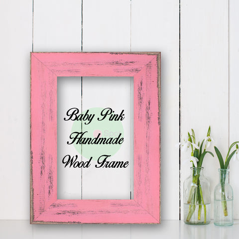 Baby Pink Shabby Chic Home Decor Custom Frame Great for Farmhouse Vintage Rustic Wood Picture Frame
