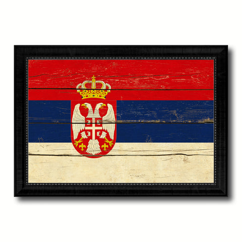 Serbia Country Flag Vintage Canvas Print with Black Picture Frame Home Decor Gifts Wall Art Decoration Artwork