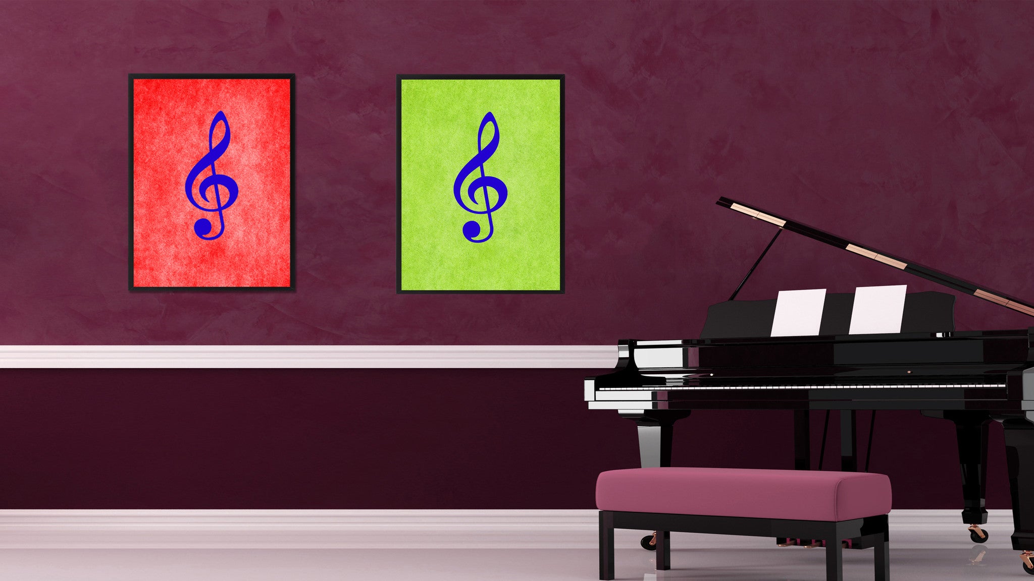 Treble Music Green Canvas Print Pictures Frames Office Home Décor Wall Art Gifts