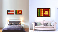 Sri Langka Country Flag Texture Canvas Print with Brown Custom Picture Frame Home Decor Gift Ideas Wall Art Decoration