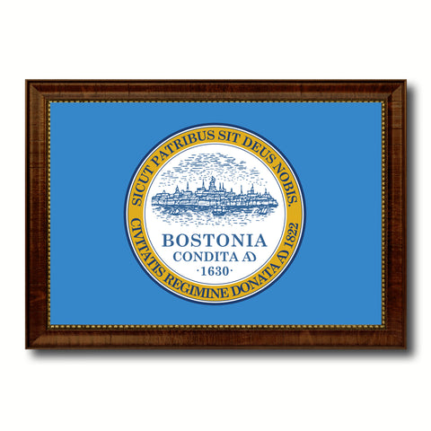Naval & Maritime City Massachusetts State Vintage Flag Canvas Print Black Picture Frame
