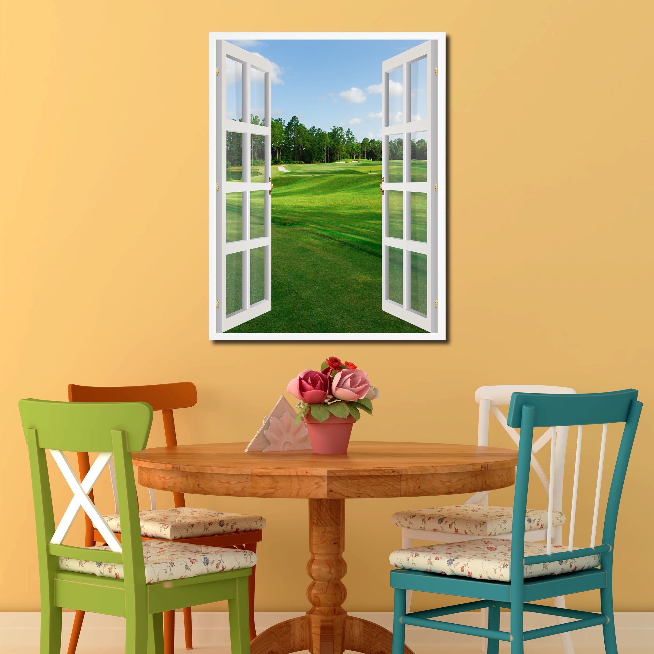 Fleming Island Golf Course Picture French Window Canvas Print with Frame Gifts Home Decor Wall Art Collection
