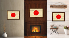 Japan Country Flag Vintage Canvas Print with Brown Picture Frame Home Decor Gifts Wall Art Decoration Artwork