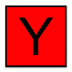 Alphabet Y Red Canvas Print Black Frame Kids Bedroom Wall Décor Home Art