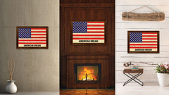 USA American Dream Flag Vintage Canvas Print with Brown Picture Frame Gifts Ideas Home Decor Wall Art Decoration