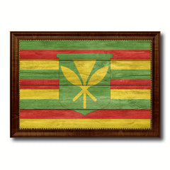 Kanaka Maoli City Hawaii State Texture Flag Canvas Print Brown Picture Frame