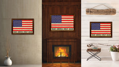 Make America Great Again USA Flag Vintage Canvas Print with Brown Picture Frame Gifts Ideas Home Decor Wall Art Decoration