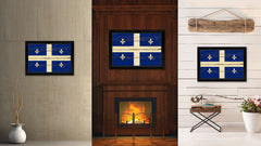 Quebec City Canada Vintage Flag Canvas Print Black Picture Frame