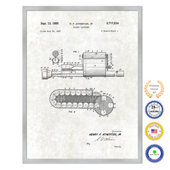 1955 Rocket Launcher Old Patent Art Print on Canvas Custom Framed Vintage Home Decor Wall Decoration Great for Gifts