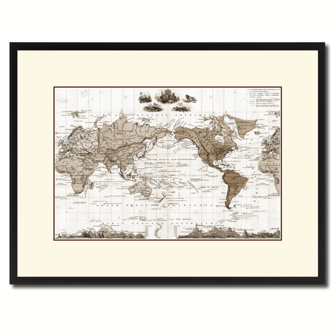 World Vintage Sepia Map Canvas Print, Picture Frame Gifts Home Decor Wall Art Decoration