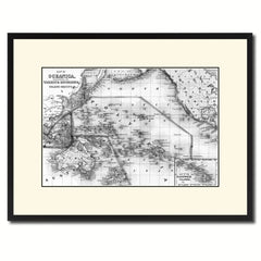 Oceania Vintage B&W Map Canvas Print, Picture Frame Home Decor Wall Art Gift Ideas