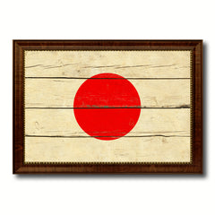 Japan Country Flag Vintage Canvas Print with Brown Picture Frame Home Decor Gifts Wall Art Decoration Artwork