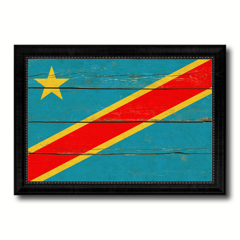 Congo Democratic Republic Country Flag Vintage Canvas Print with Black Picture Frame Home Decor Gifts Wall Art Decoration Artwork
