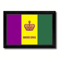 New Orleans Mardi Gras Flag Canvas Print Black Picture Frame